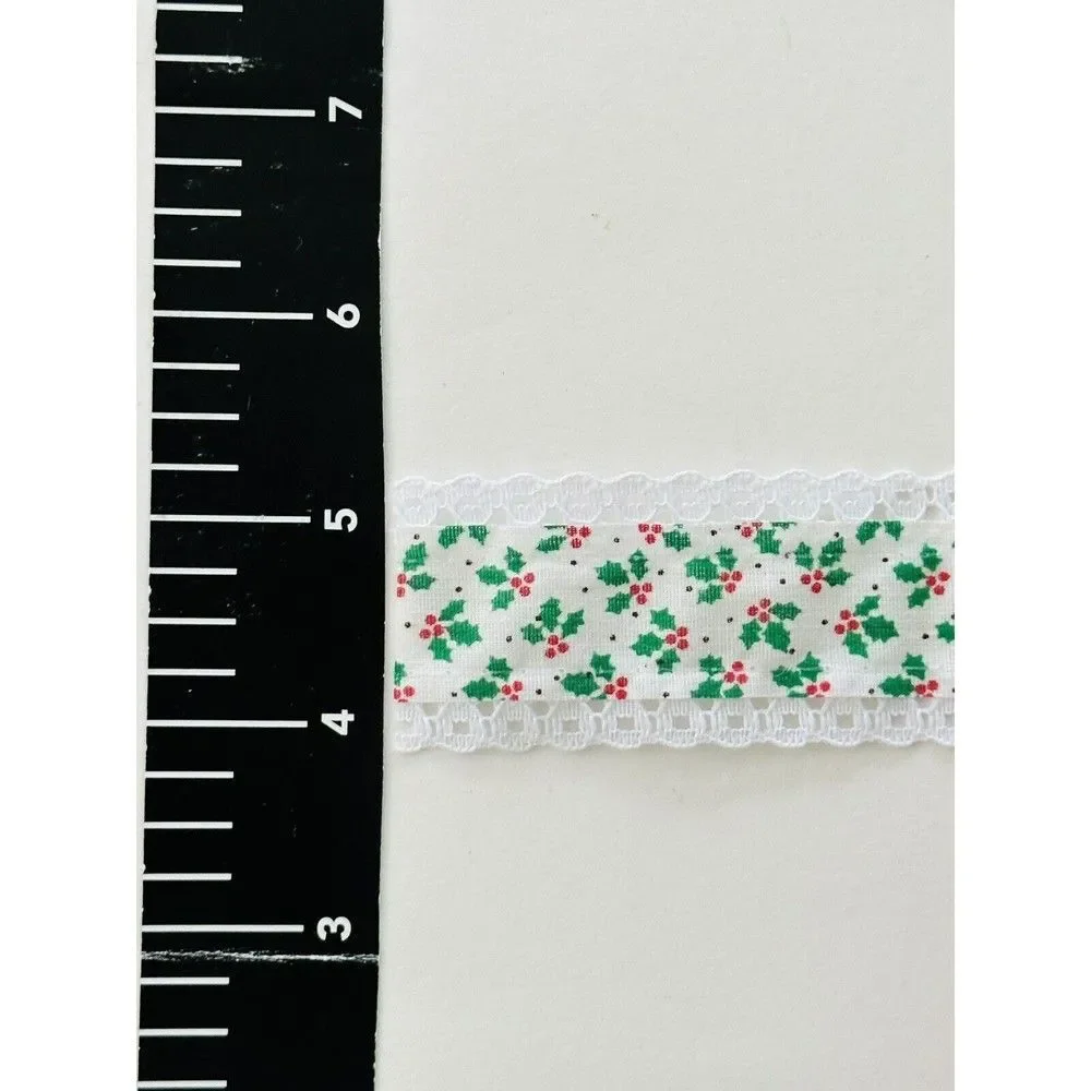 Vintage Christmas Holly & Ivy Lace Edge Trim Xmas Sewing Crafts 1.25 x 10yds